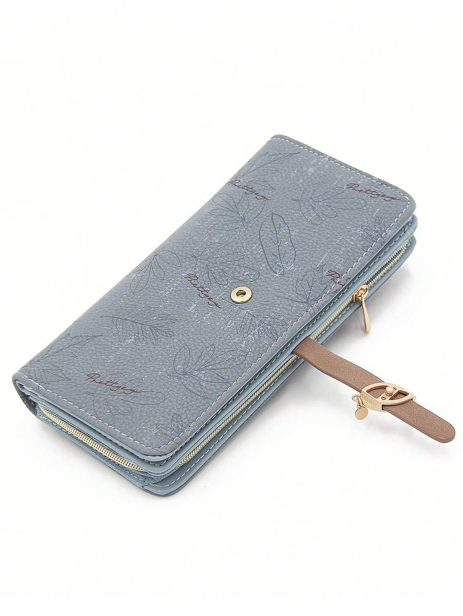 Pink PU Leather Printed Long Wallet for Women, Multi-Function Zipper Clutch Purse with Card Holder, Large Capacity Stylish Storage Gift Bag