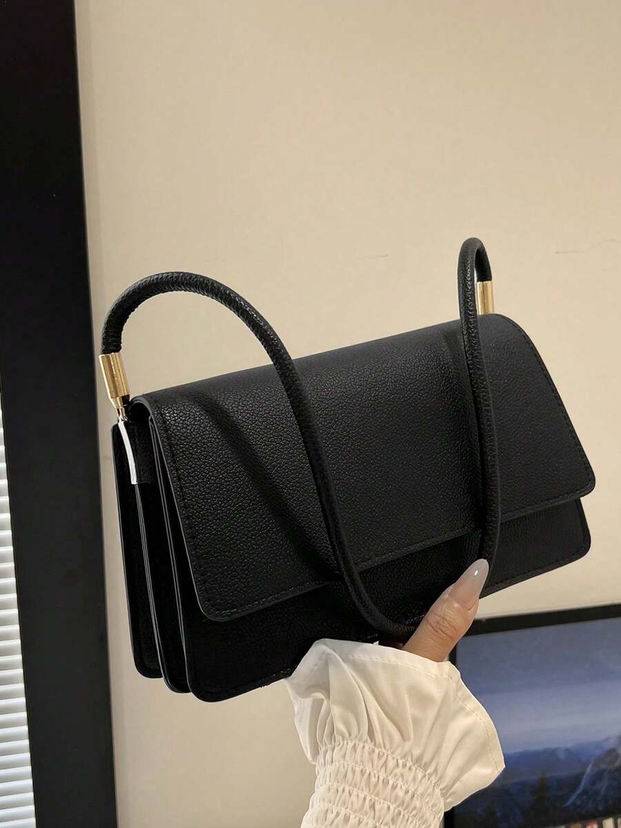 Crocodile Embossed Flap Shoulder Bag for Women, Fashionable Textured PU Leather Purse, Elegant Compact Handbag for Daily Use and Events