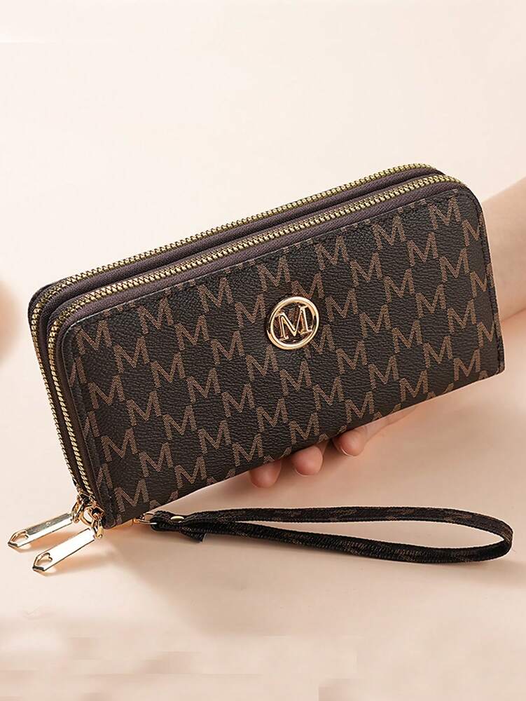Retro Floral Long Wallet for Women with Zipper Pouch, Multifunctional Clutch for Cards, Phone and Bills, Elegant Wristlet Purse for Daily Use