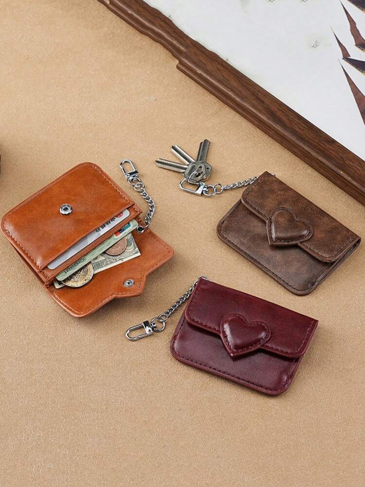 Retro Oil Wax PU Leather Coin Purse with Card Holder, Anti-Magnetic Mini Wallet for Men and Women, Compact Two-in-One ID and Coin Storage