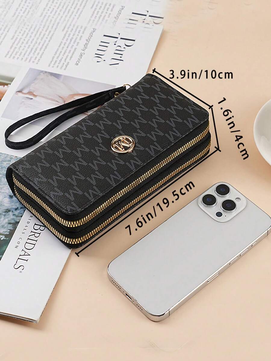 Retro Floral Long Wallet for Women with Zipper Pouch, Multifunctional Clutch for Cards, Phone and Bills, Elegant Wristlet Purse for Daily Use