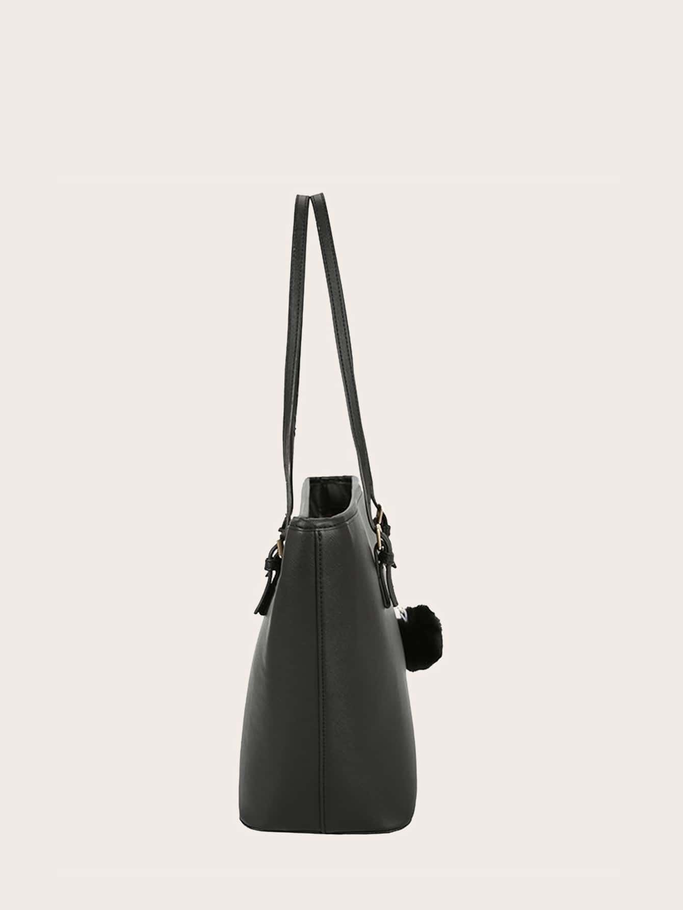 Minimalist Solid Colour Tote Bag with Large Capacity, Structured PU Handbag for Women, Sleek Handheld Design for Work, Travel or Commute