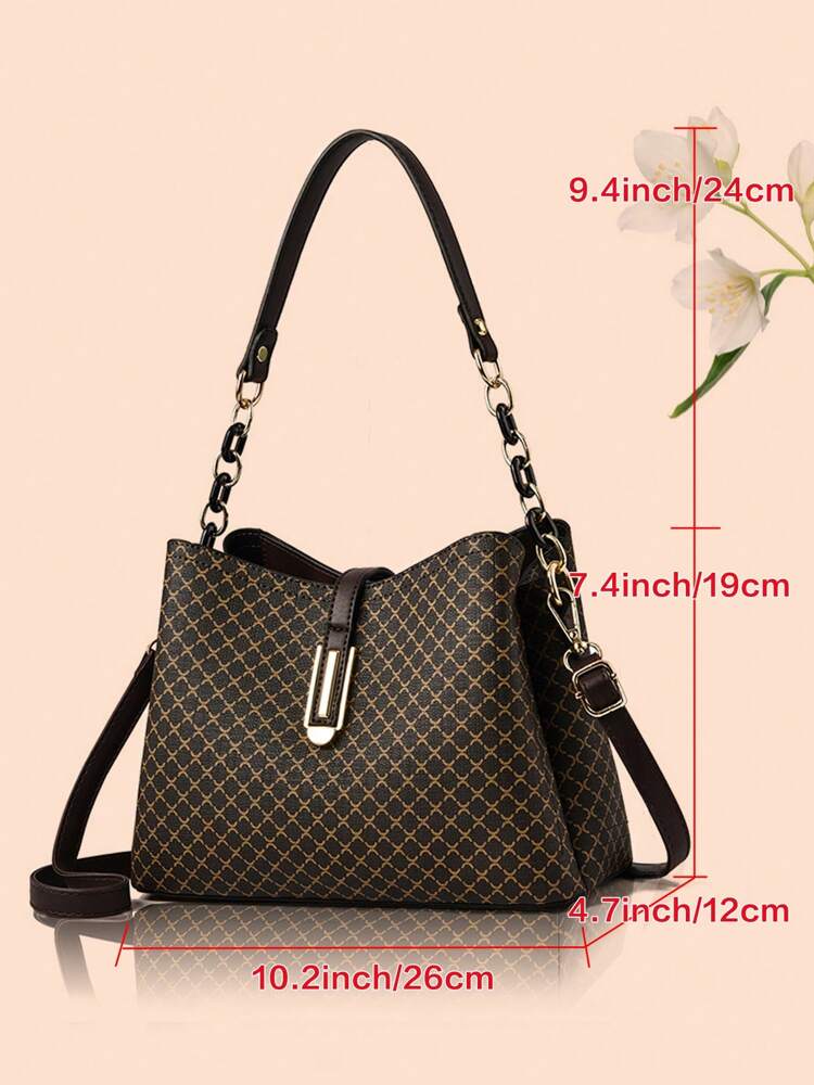 Vintage Pattern Tote and Wallet Set for Women, Large Capacity Crossbody Bag, Elegant Shoulder Purse, Ideal Mother’s Day Gift or Essentials Bag
