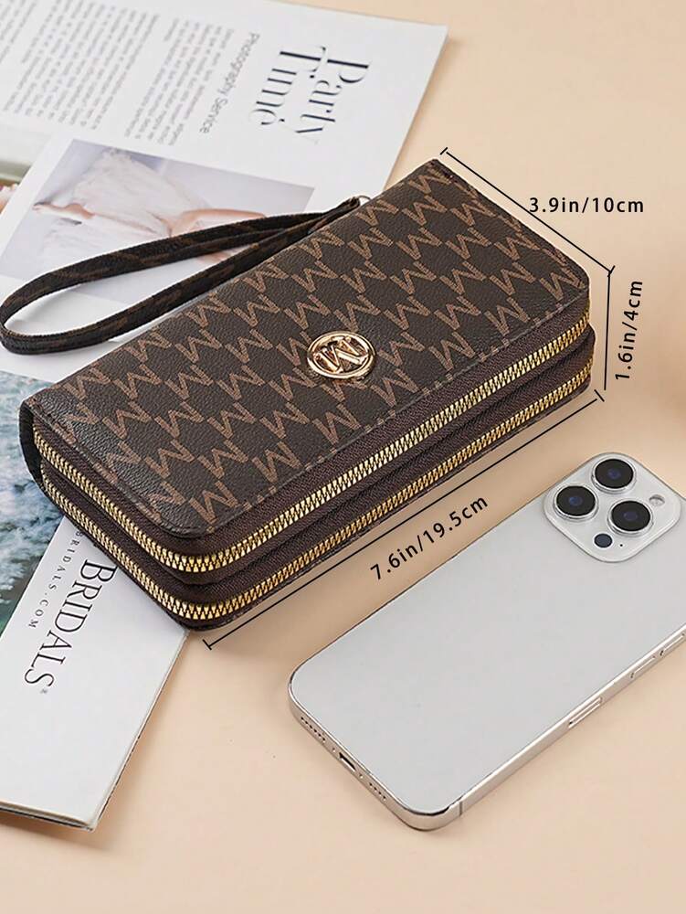 Retro Floral Long Wallet for Women with Zipper Pouch, Multifunctional Clutch for Cards, Phone and Bills, Elegant Wristlet Purse for Daily Use