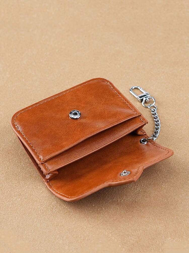 Retro Oil Wax PU Leather Coin Purse with Card Holder, Anti-Magnetic Mini Wallet for Men and Women, Compact Two-in-One ID and Coin Storage