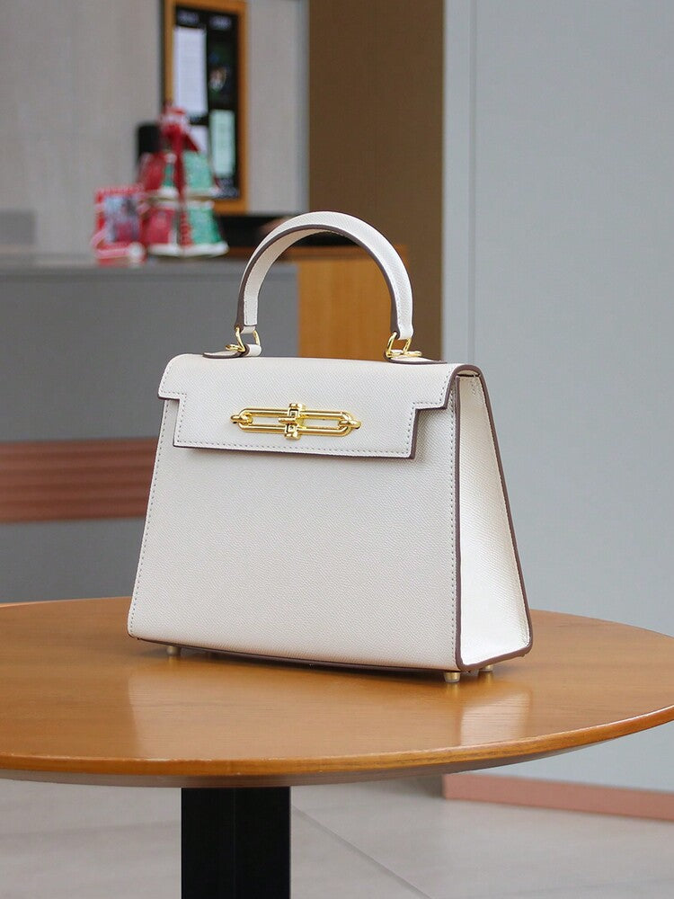 Elegant Palm Texture Small Tote Bag for Women, Refined Square Kelly Shoulder Purse, High-End OL Work Bag, 2025 Minimalist Commuter Style