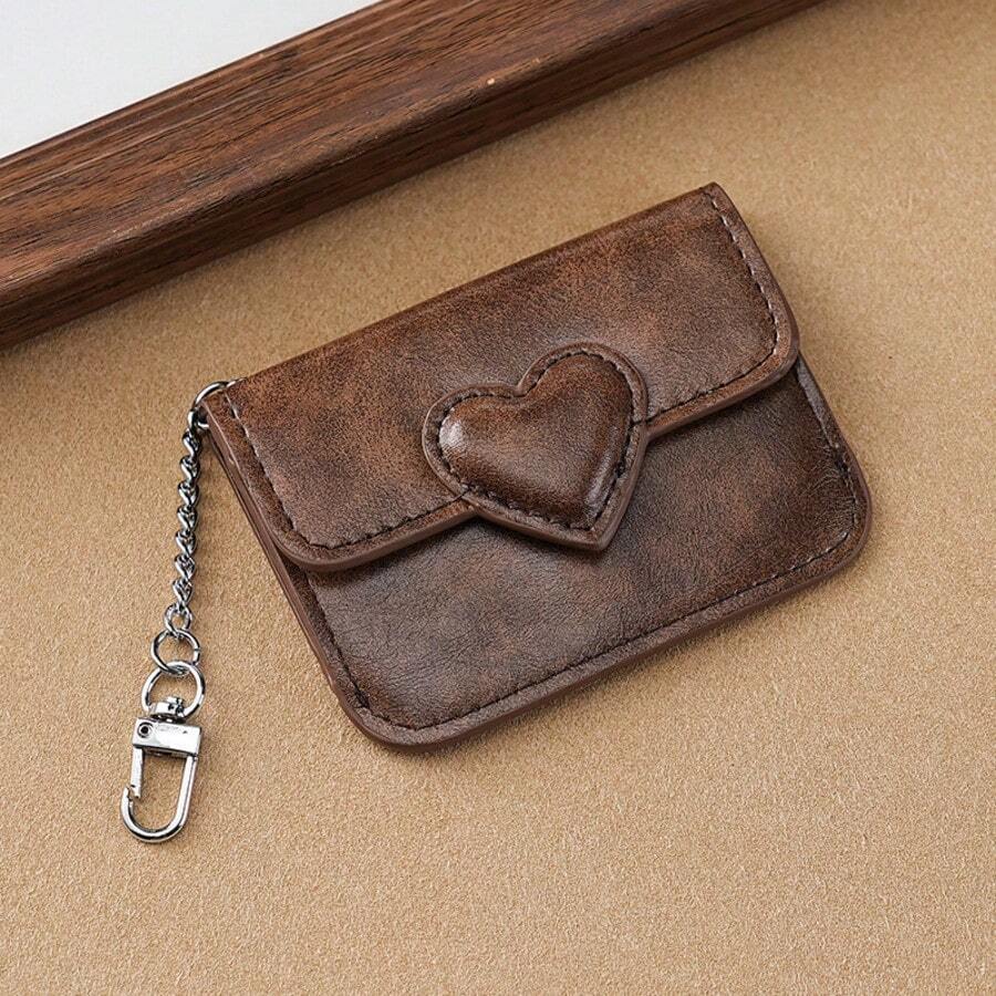 Retro Oil Wax PU Leather Coin Purse with Card Holder, Anti-Magnetic Mini Wallet for Men and Women, Compact Two-in-One ID and Coin Storage
