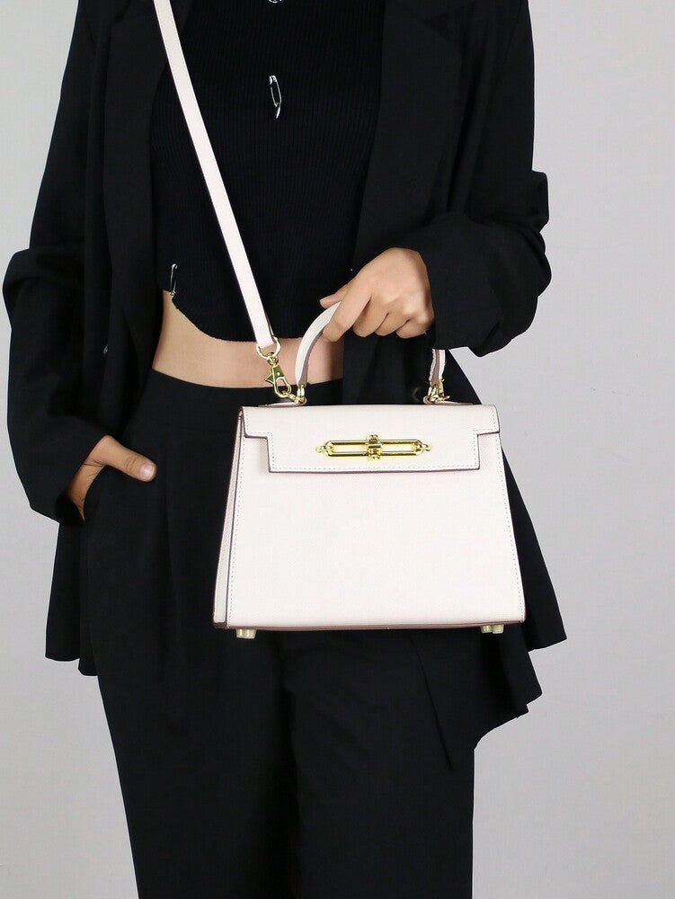 Elegant Palm Texture Small Tote Bag for Women, Refined Square Kelly Shoulder Purse, High-End OL Work Bag, 2025 Minimalist Commuter Style