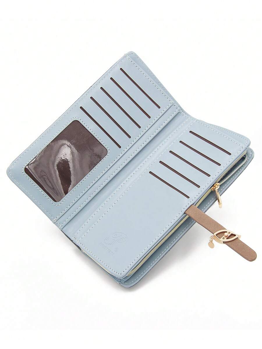 Pink PU Leather Printed Long Wallet for Women, Multi-Function Zipper Clutch Purse with Card Holder, Large Capacity Stylish Storage Gift Bag