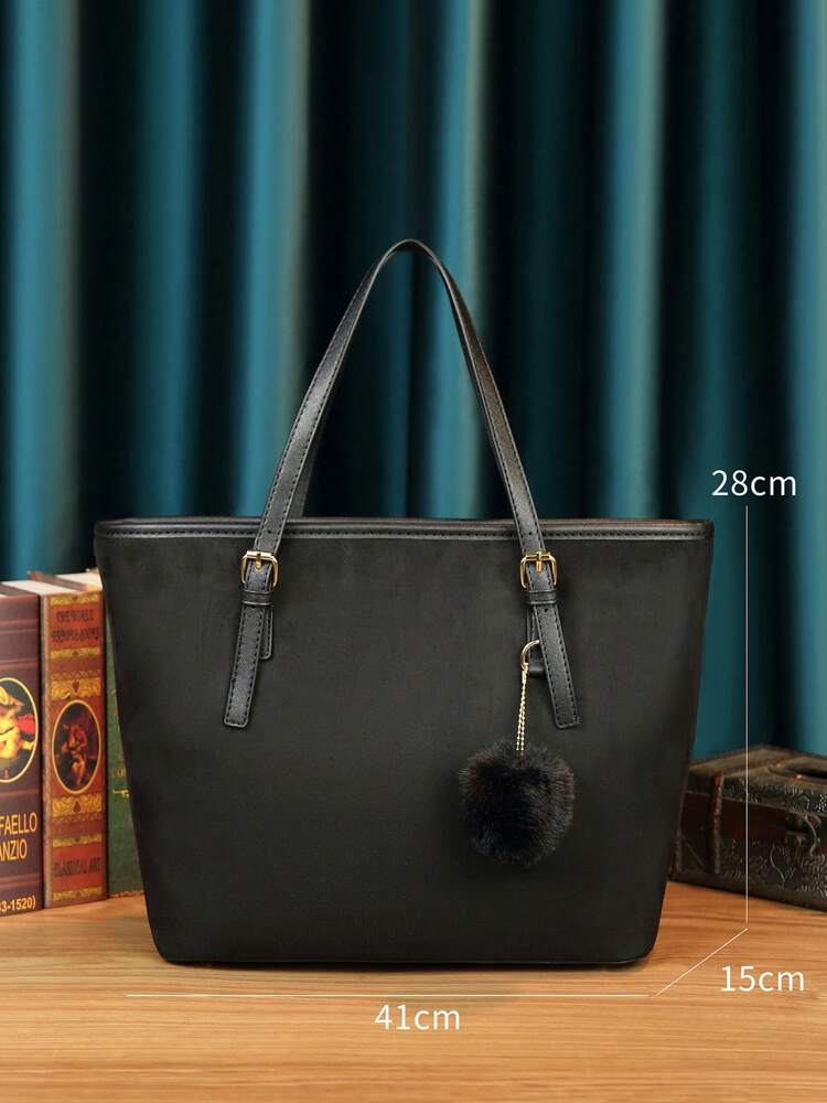 Minimalist Solid Colour Tote Bag with Large Capacity, Structured PU Handbag for Women, Sleek Handheld Design for Work, Travel or Commute