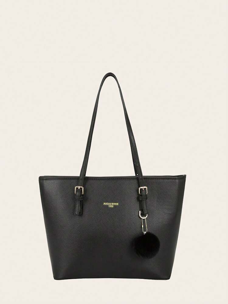 Minimalist Solid Colour Tote Bag with Large Capacity, Structured PU Handbag for Women, Sleek Handheld Design for Work, Travel or Commute