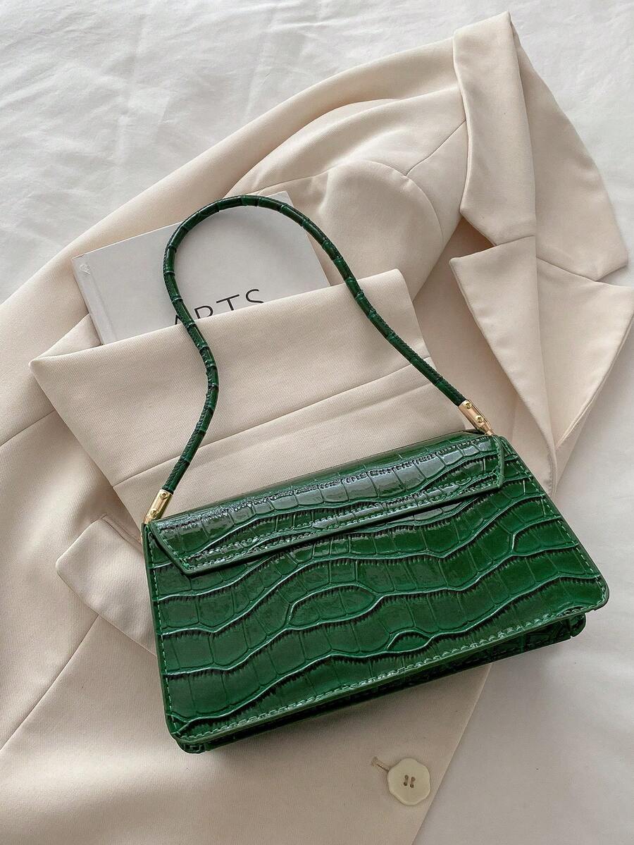 Embossed Multi-Compartment Shoulder Bag for Women, Elegant Spring 2025 Handbag with Crocodile Texture, Chic Tote for Work and Outings