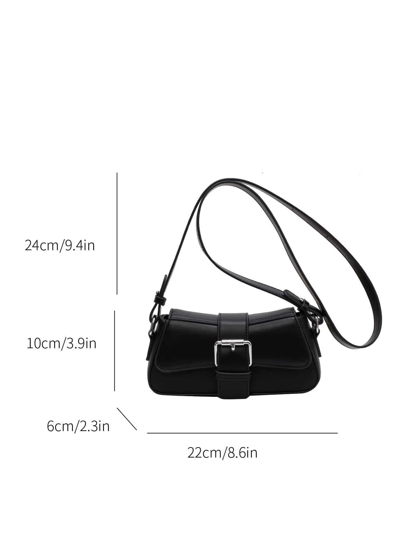 Small PU Shoulder Bag with Buckle Decor, Solid Colour Underarm Purse with Magnet Closure and Zipper, Stylish Compact Bag for Any Occasion