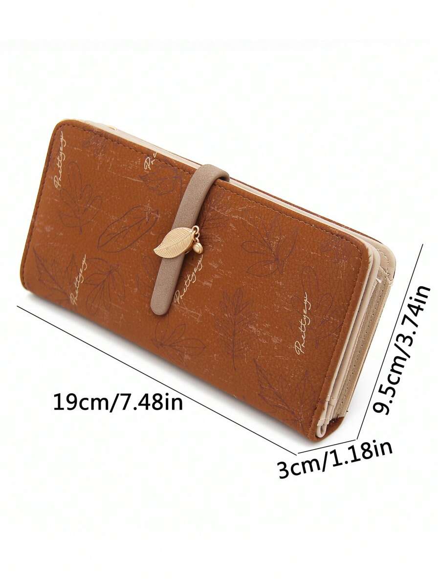 Pink PU Leather Printed Long Wallet for Women, Multi-Function Zipper Clutch Purse with Card Holder, Large Capacity Stylish Storage Gift Bag