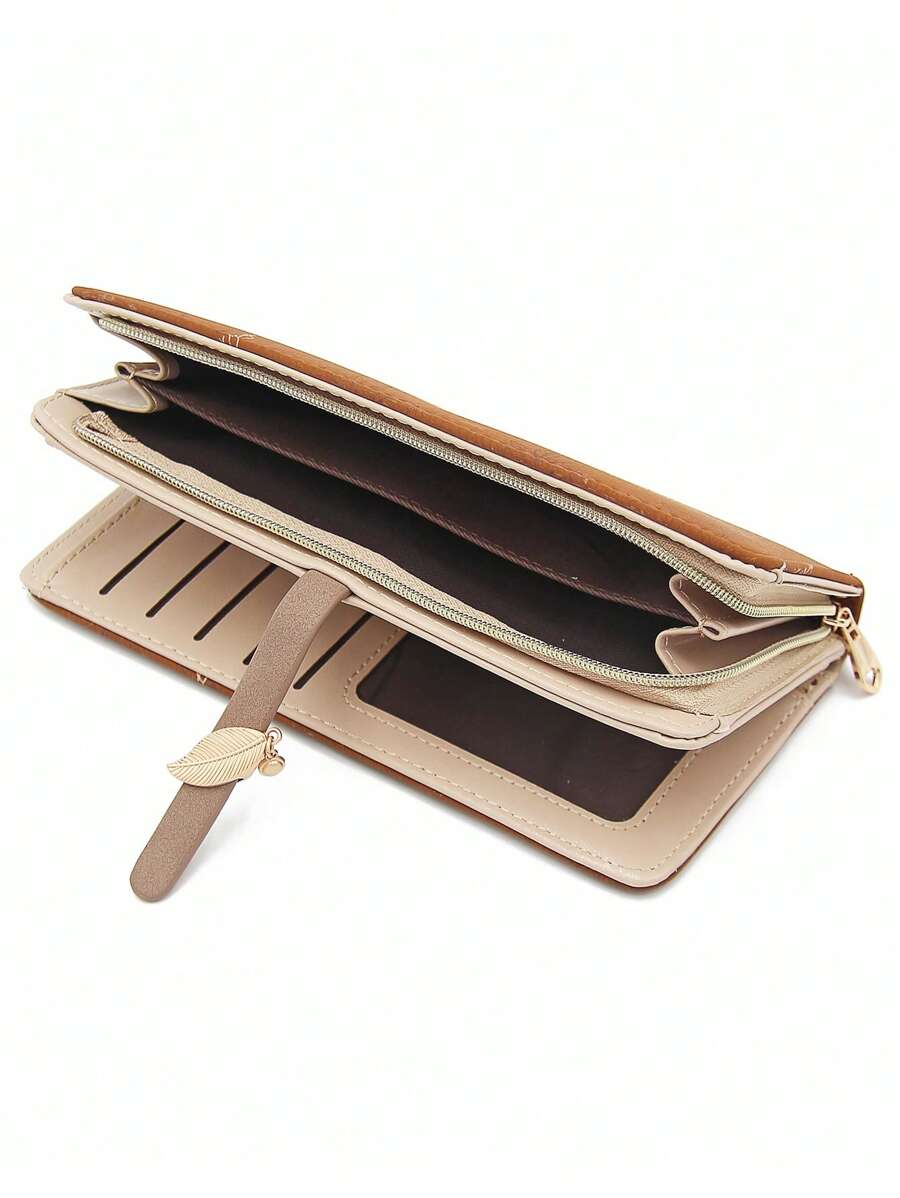 Pink PU Leather Printed Long Wallet for Women, Multi-Function Zipper Clutch Purse with Card Holder, Large Capacity Stylish Storage Gift Bag