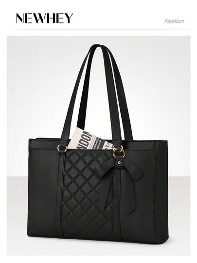 Minimalist Solid Colour Tote Bag with Large Capacity, Structured PU Handbag for Women, Sleek Handheld Design for Work, Travel or Commute