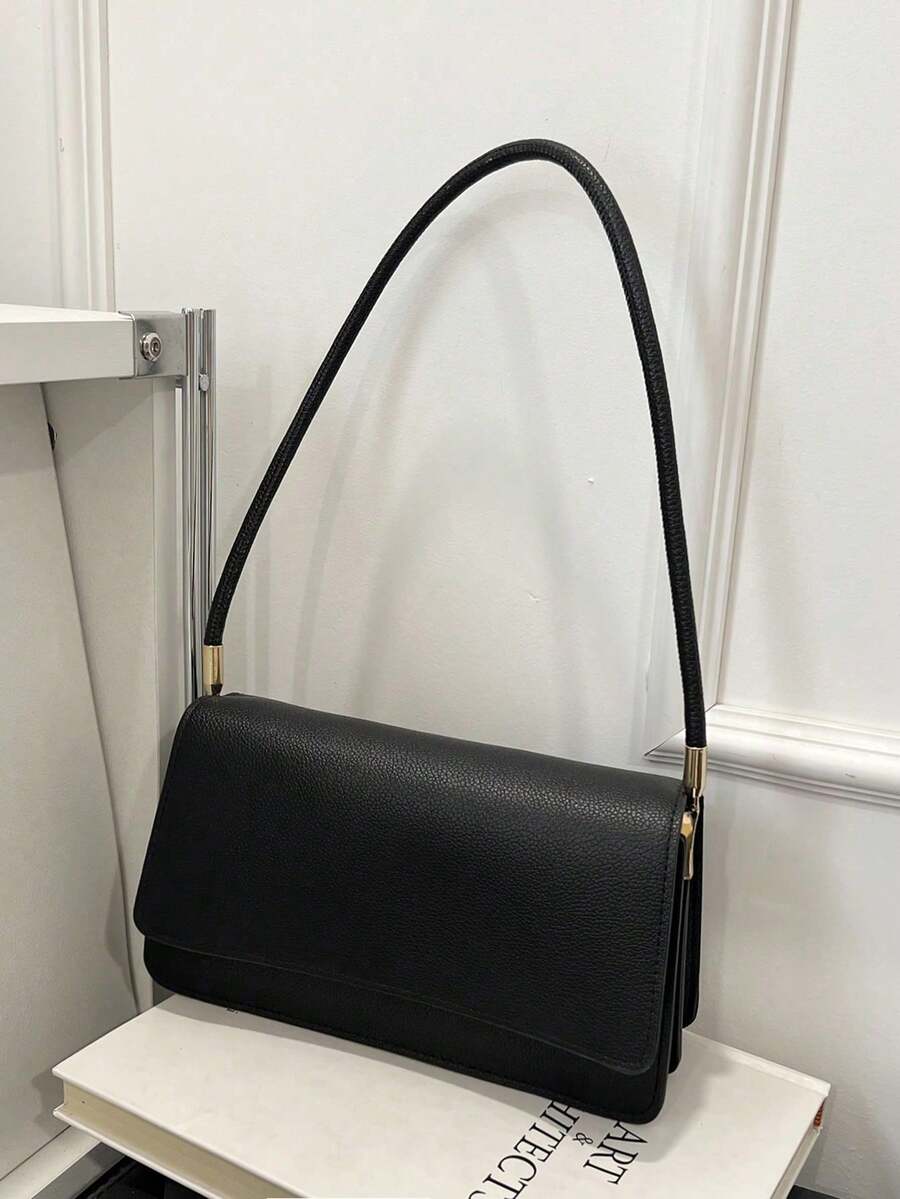 Crocodile Embossed Flap Shoulder Bag for Women, Fashionable Textured PU Leather Purse, Elegant Compact Handbag for Daily Use and Events
