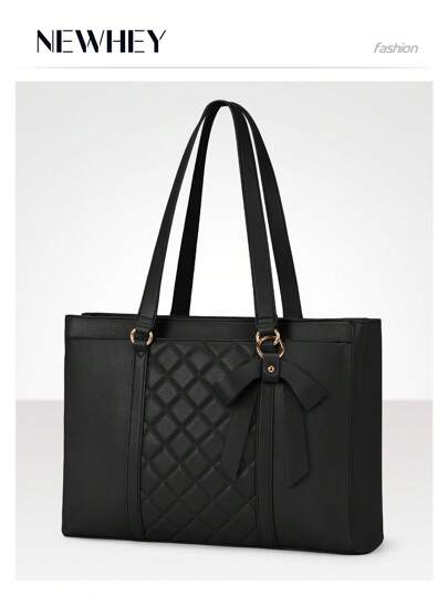 Minimalist Solid Colour Tote Bag with Large Capacity, Structured PU Handbag for Women, Sleek Handheld Design for Work, Travel or Commute