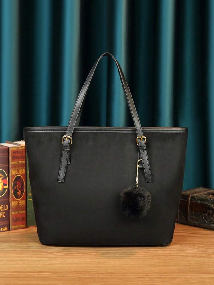 Minimalist Solid Colour Tote Bag with Large Capacity, Structured PU Handbag for Women, Sleek Handheld Design for Work, Travel or Commute