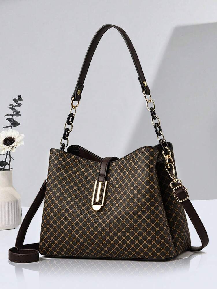 Vintage Pattern Tote and Wallet Set for Women, Large Capacity Crossbody Bag, Elegant Shoulder Purse, Ideal Mother’s Day Gift or Essentials Bag