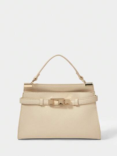 Elegant Palm Texture Small Tote Bag for Women, Refined Square Kelly Shoulder Purse, High-End OL Work Bag, 2025 Minimalist Commuter Style