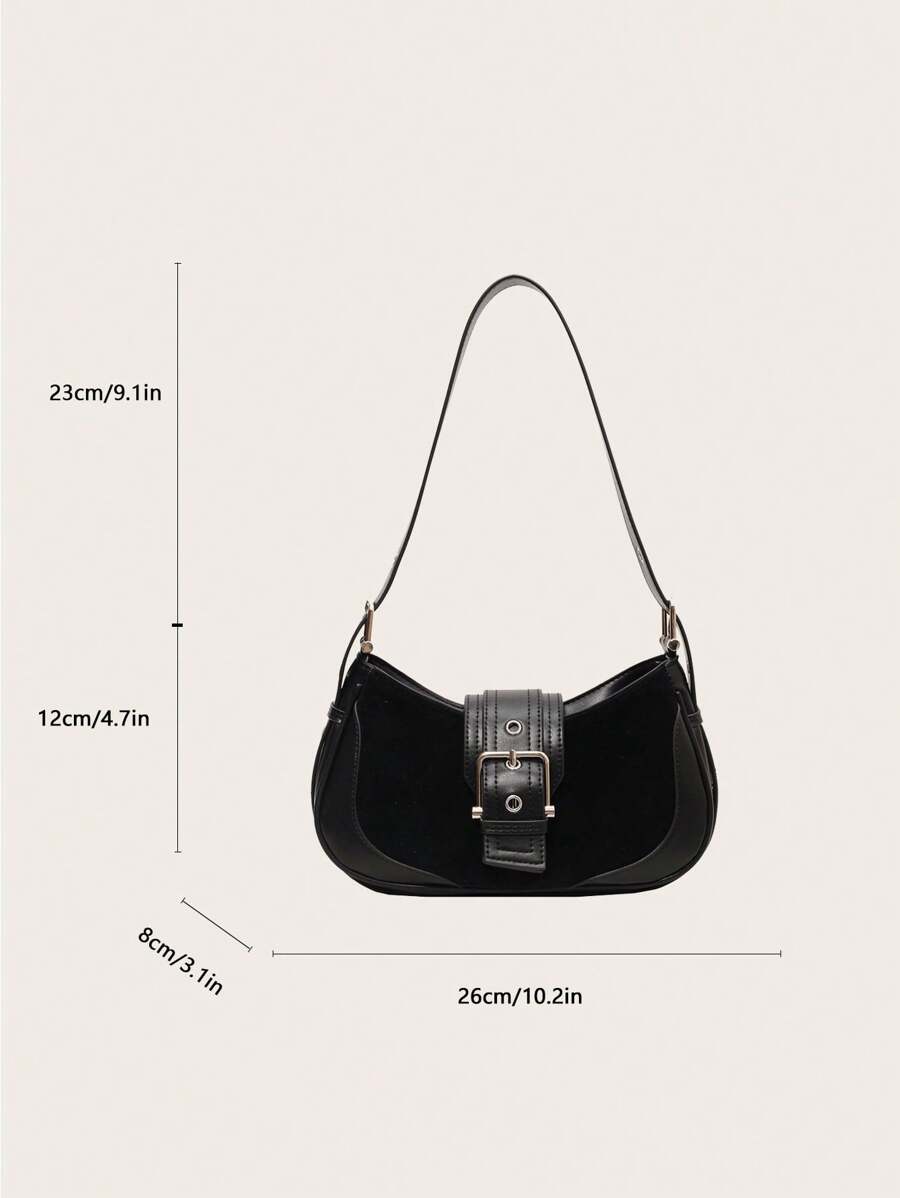 Crescent Motorcycle Underarm Bag with Metal Eyelets, Retro Cool Style Crossbody Purse for Women, Unique Niche Texture Daily Handbag