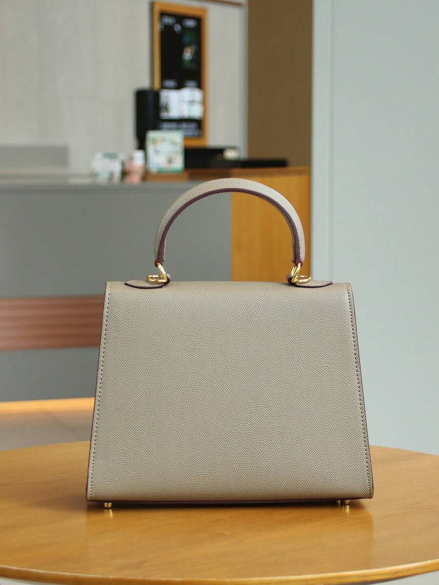 Elegant Palm Texture Small Tote Bag for Women, Refined Square Kelly Shoulder Purse, High-End OL Work Bag, 2025 Minimalist Commuter Style