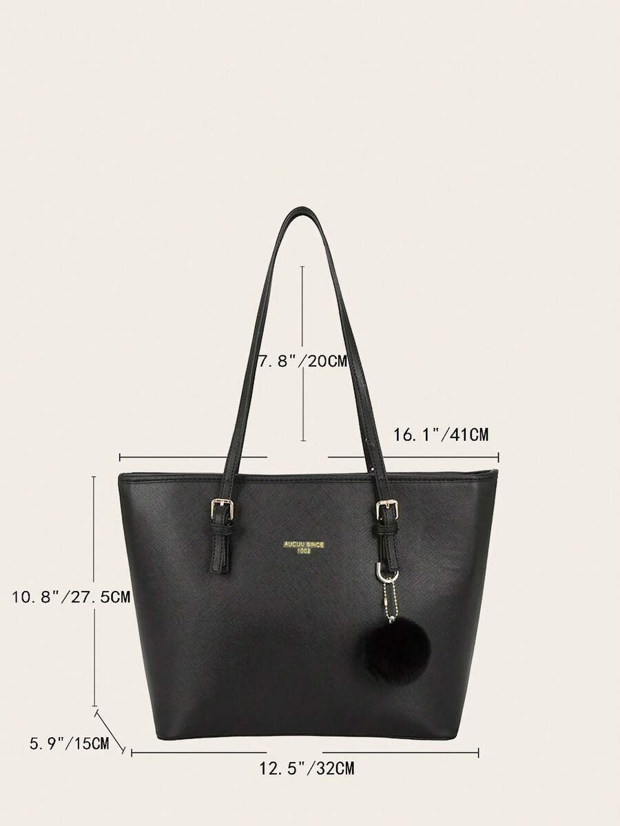 Minimalist Solid Colour Tote Bag with Large Capacity, Structured PU Handbag for Women, Sleek Handheld Design for Work, Travel or Commute