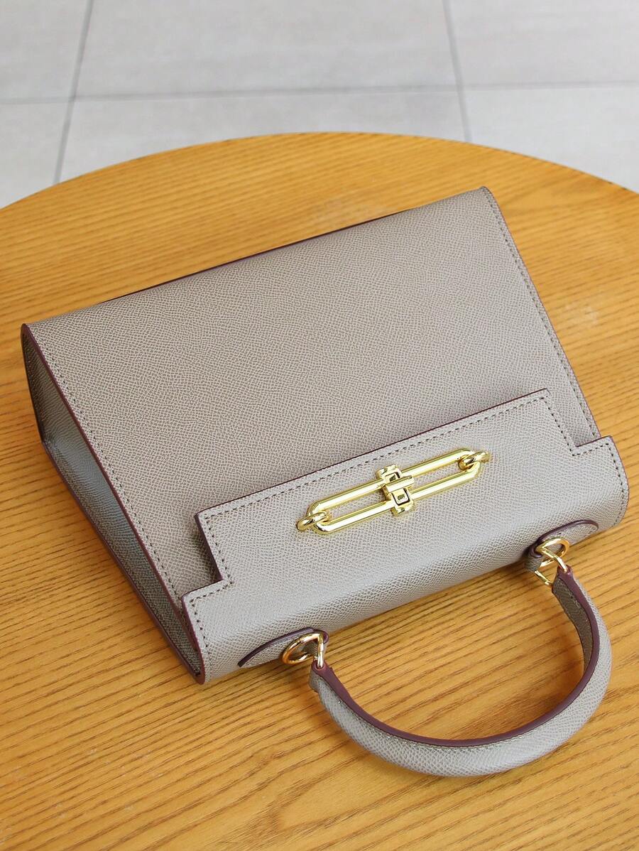 Elegant Palm Texture Small Tote Bag for Women, Refined Square Kelly Shoulder Purse, High-End OL Work Bag, 2025 Minimalist Commuter Style