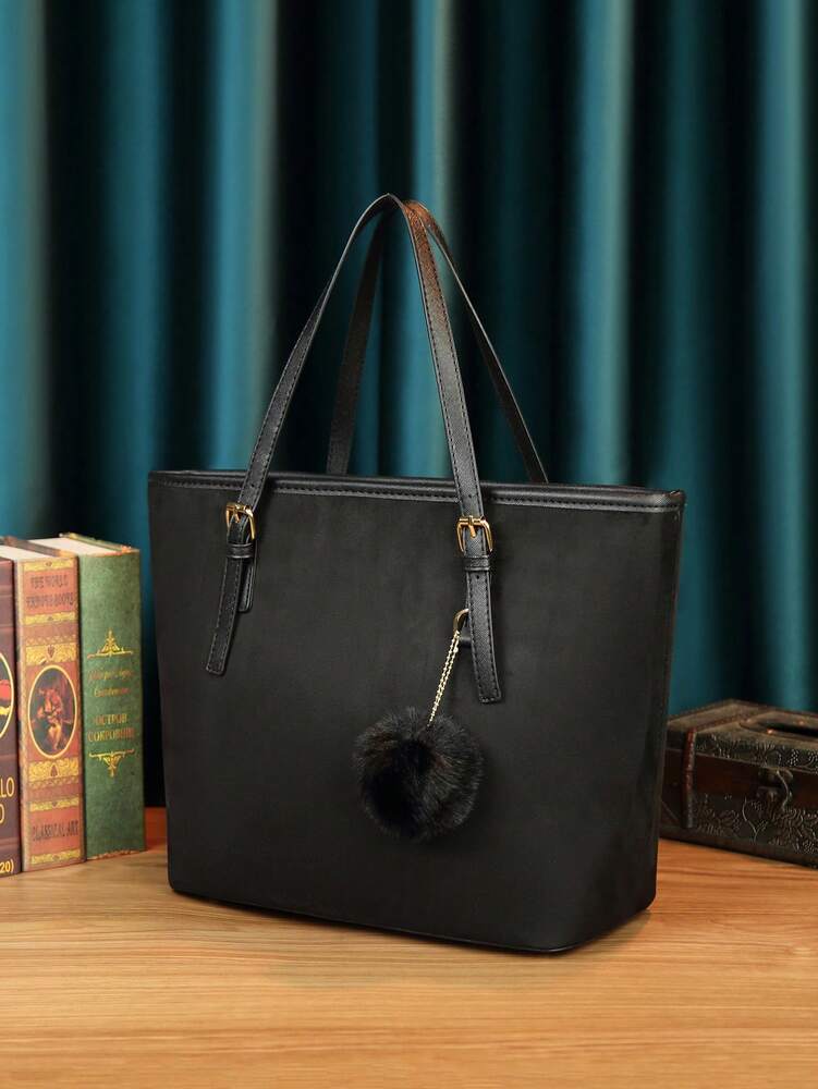Minimalist Solid Colour Tote Bag with Large Capacity, Structured PU Handbag for Women, Sleek Handheld Design for Work, Travel or Commute