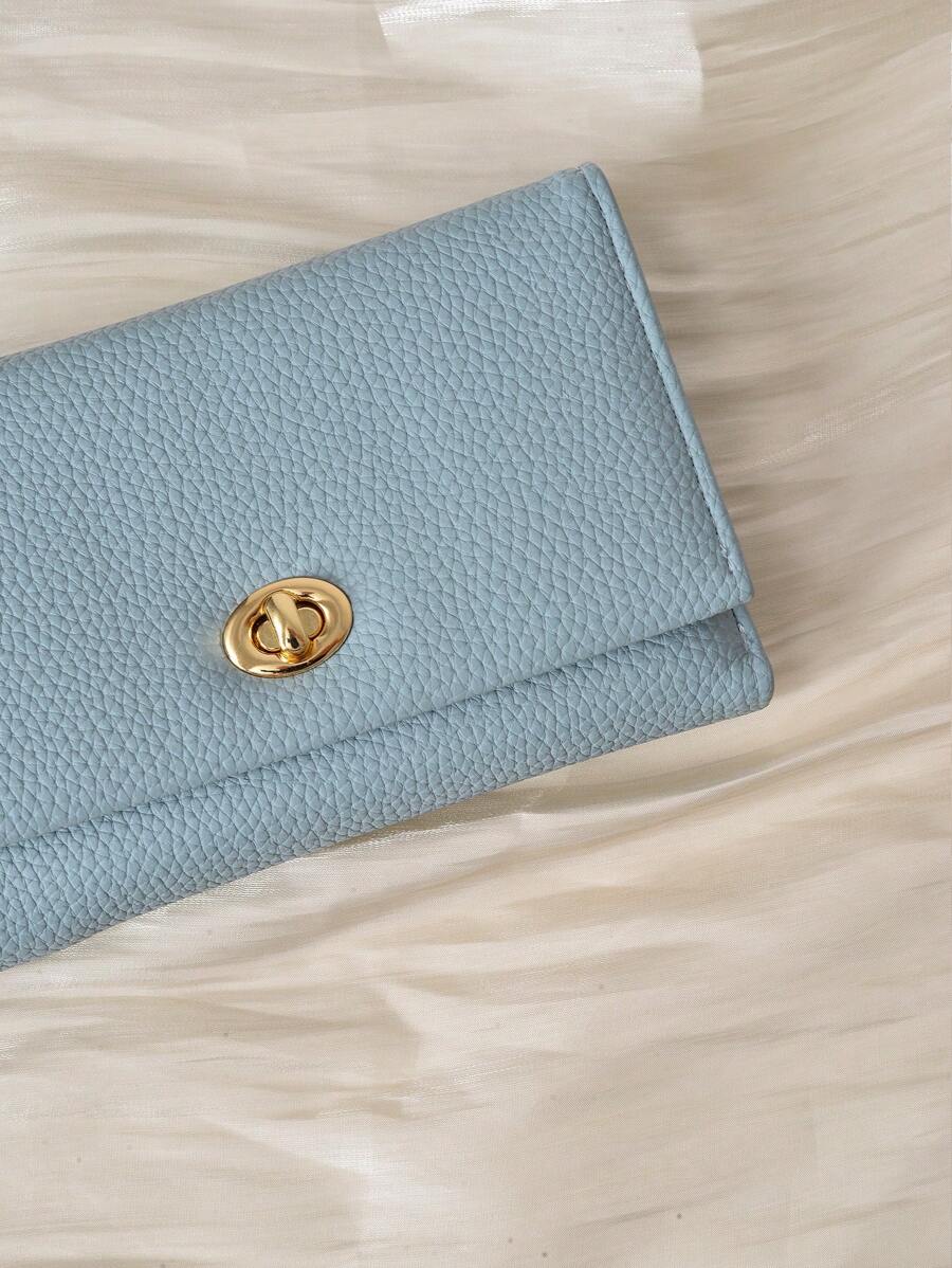 PU Leather Lock Buckle Short Wallet for Women, Elegant Mini Purse with Structured Design, Stylish Daily Wallet for Modern Feminine Looks