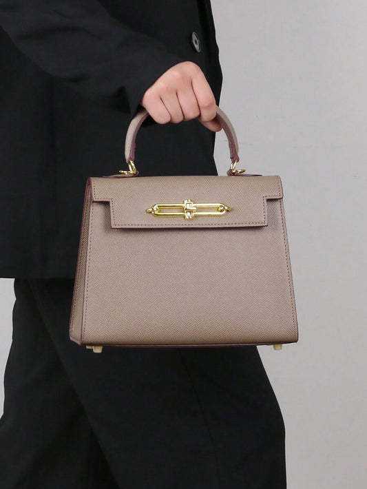 Elegant Palm Texture Small Tote Bag for Women, Refined Square Kelly Shoulder Purse, High-End OL Work Bag, 2025 Minimalist Commuter Style
