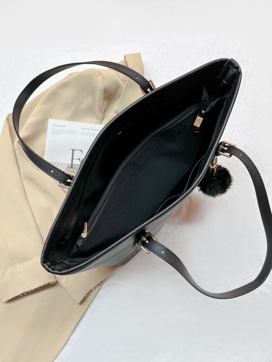 Minimalist Solid Colour Tote Bag with Large Capacity, Structured PU Handbag for Women, Sleek Handheld Design for Work, Travel or Commute