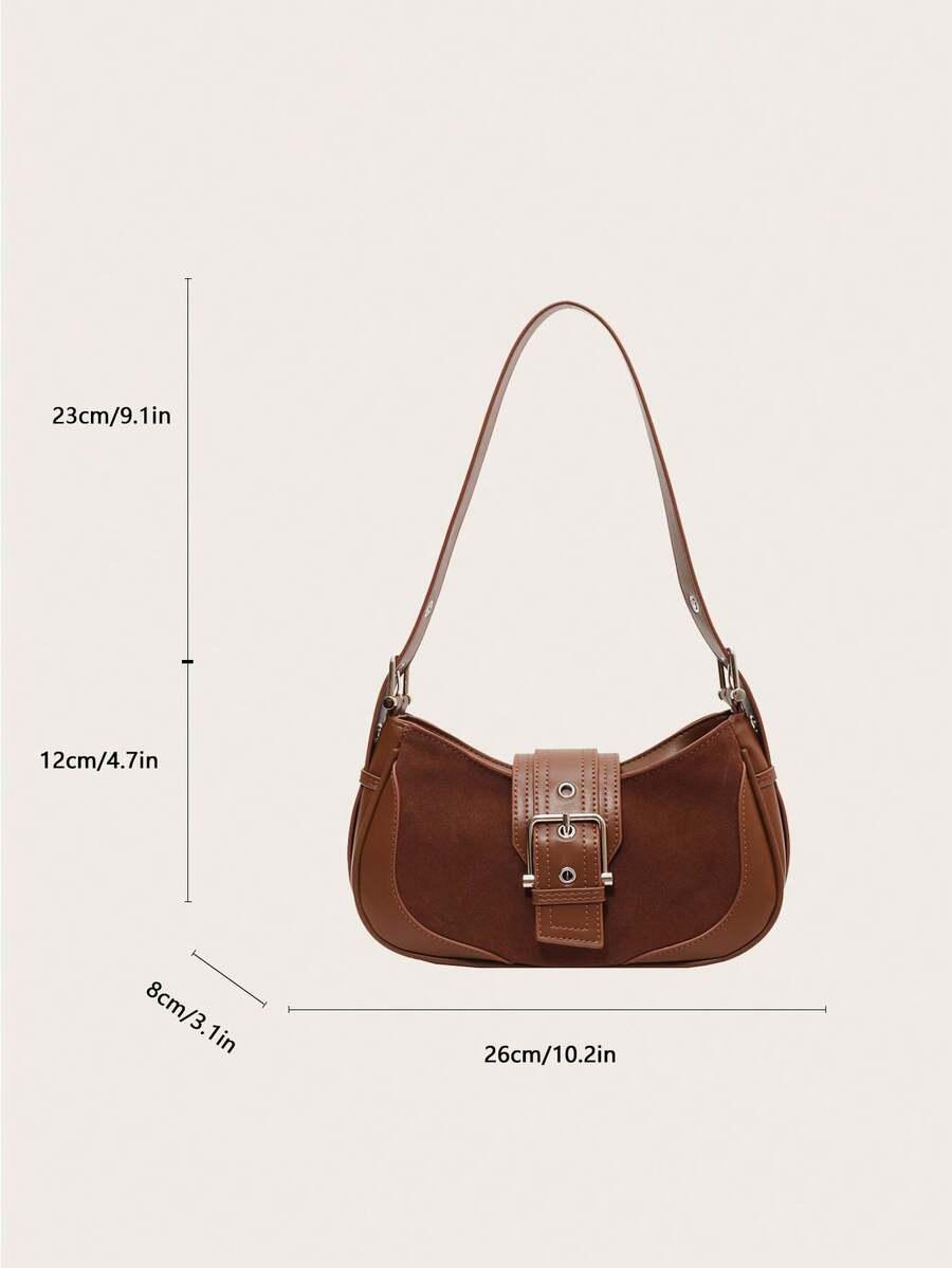Crescent Motorcycle Underarm Bag with Metal Eyelets, Retro Cool Style Crossbody Purse for Women, Unique Niche Texture Daily Handbag