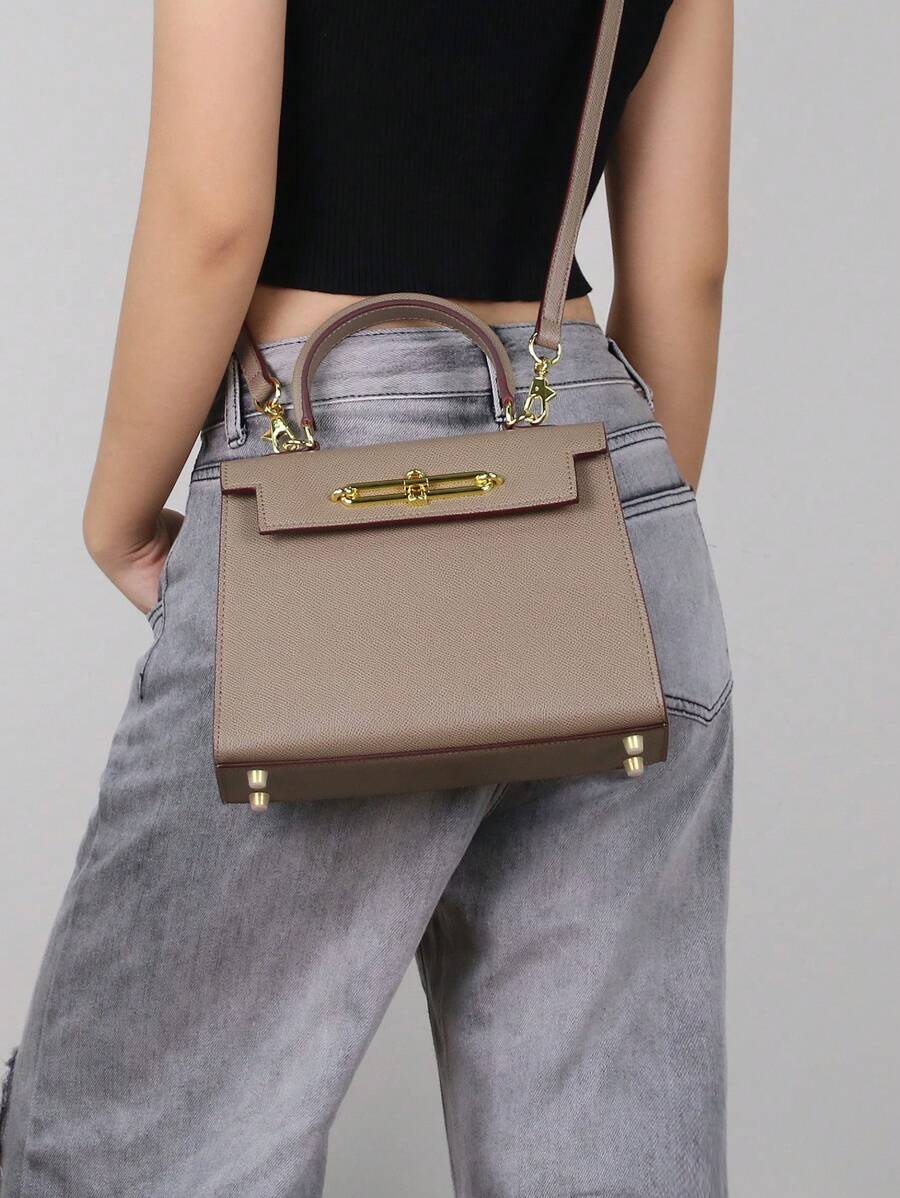 Elegant Palm Texture Small Tote Bag for Women, Refined Square Kelly Shoulder Purse, High-End OL Work Bag, 2025 Minimalist Commuter Style