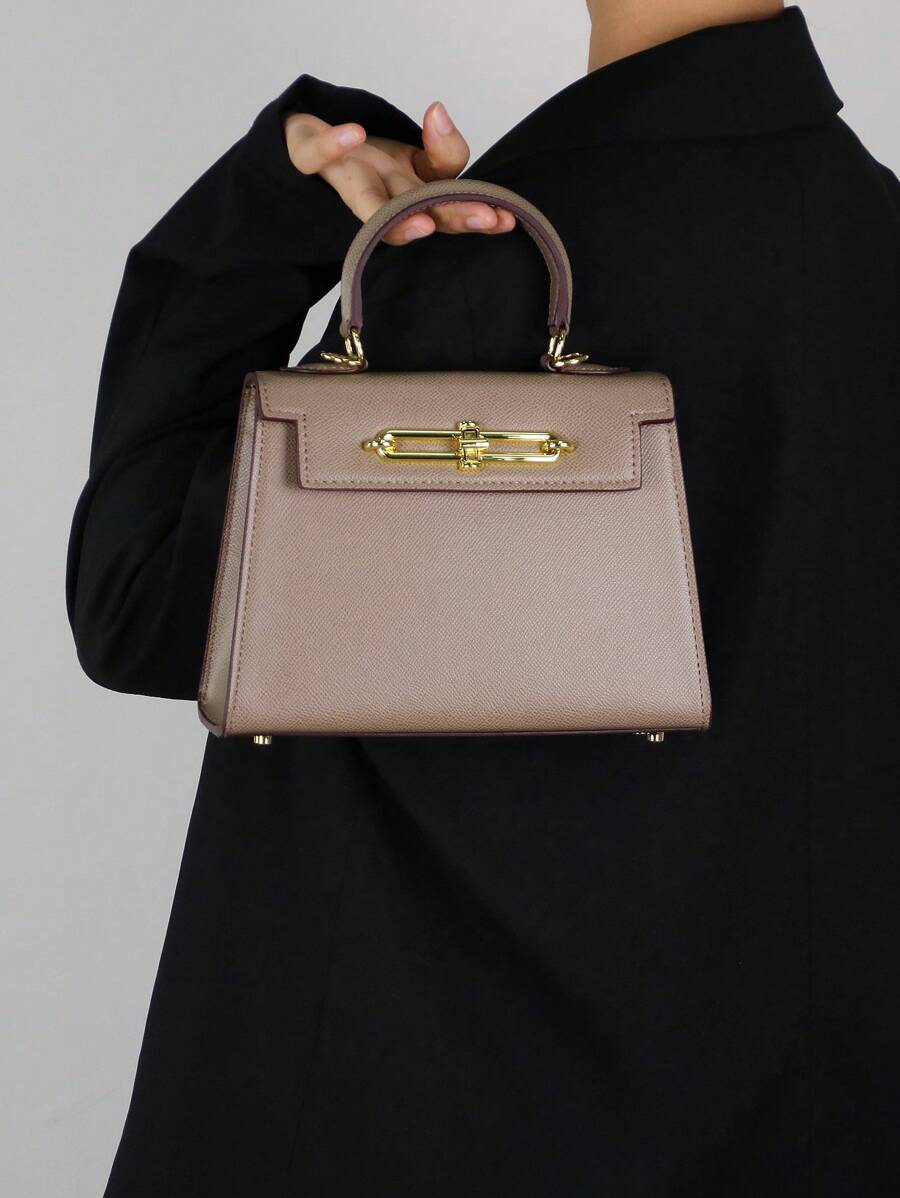 Elegant Palm Texture Small Tote Bag for Women, Refined Square Kelly Shoulder Purse, High-End OL Work Bag, 2025 Minimalist Commuter Style