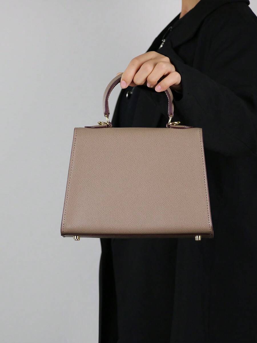 Elegant Palm Texture Small Tote Bag for Women, Refined Square Kelly Shoulder Purse, High-End OL Work Bag, 2025 Minimalist Commuter Style