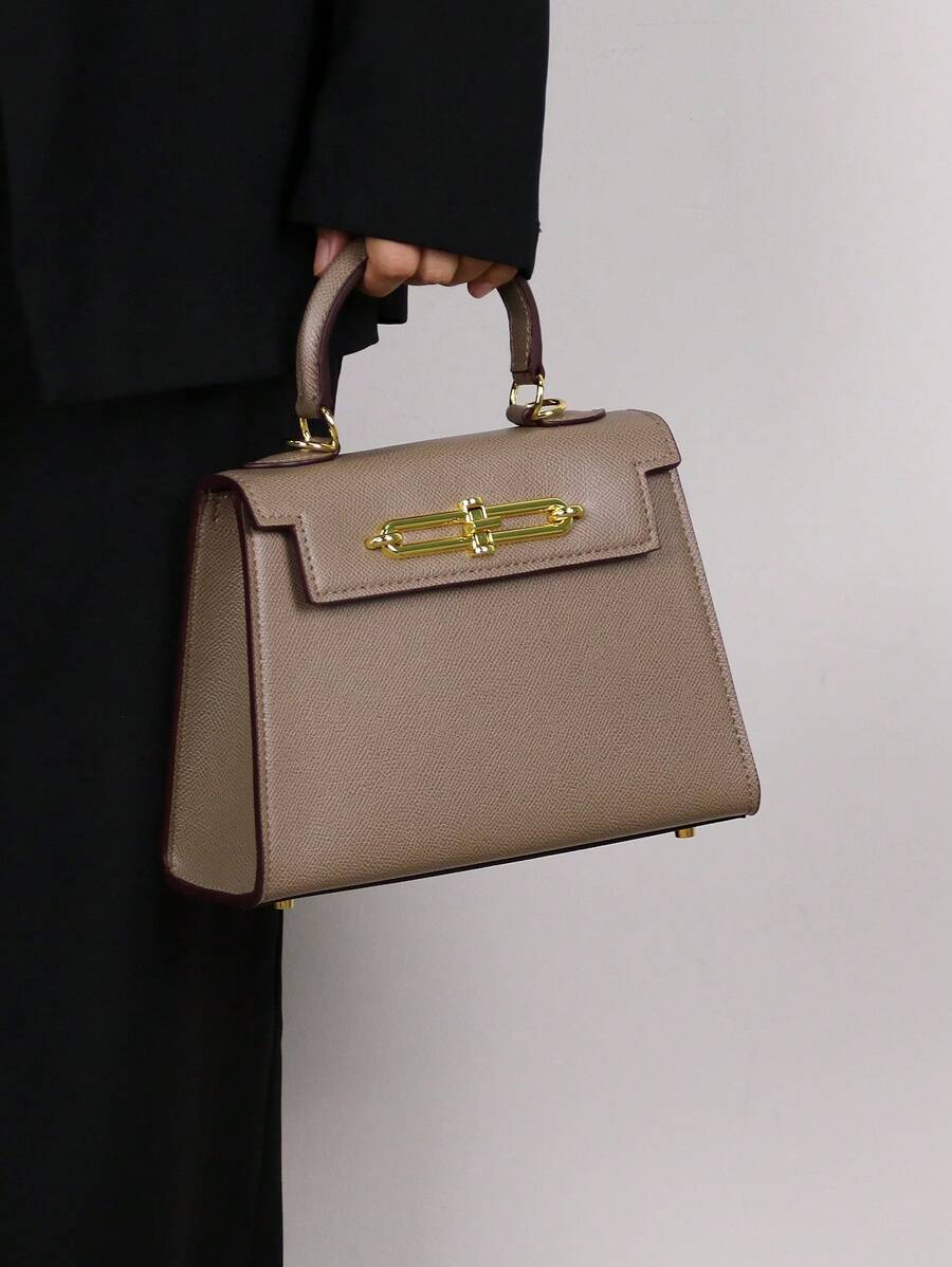 Elegant Palm Texture Small Tote Bag for Women, Refined Square Kelly Shoulder Purse, High-End OL Work Bag, 2025 Minimalist Commuter Style