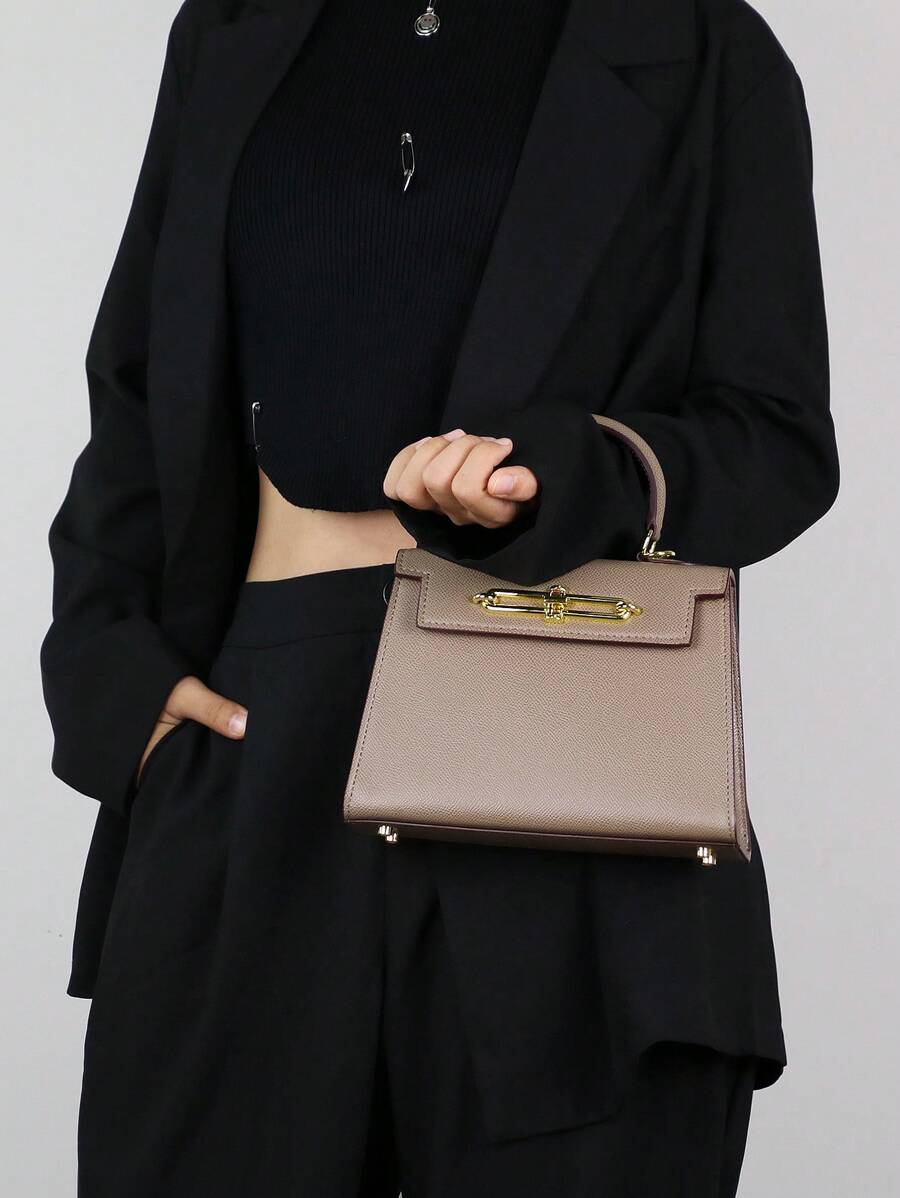 Elegant Palm Texture Small Tote Bag for Women, Refined Square Kelly Shoulder Purse, High-End OL Work Bag, 2025 Minimalist Commuter Style