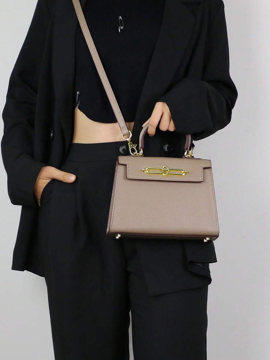 Elegant Palm Texture Small Tote Bag for Women, Refined Square Kelly Shoulder Purse, High-End OL Work Bag, 2025 Minimalist Commuter Style