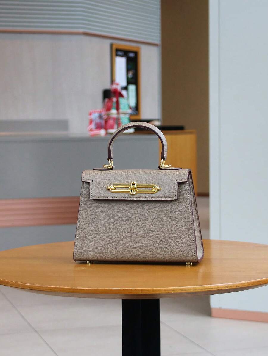 Elegant Palm Texture Small Tote Bag for Women, Refined Square Kelly Shoulder Purse, High-End OL Work Bag, 2025 Minimalist Commuter Style
