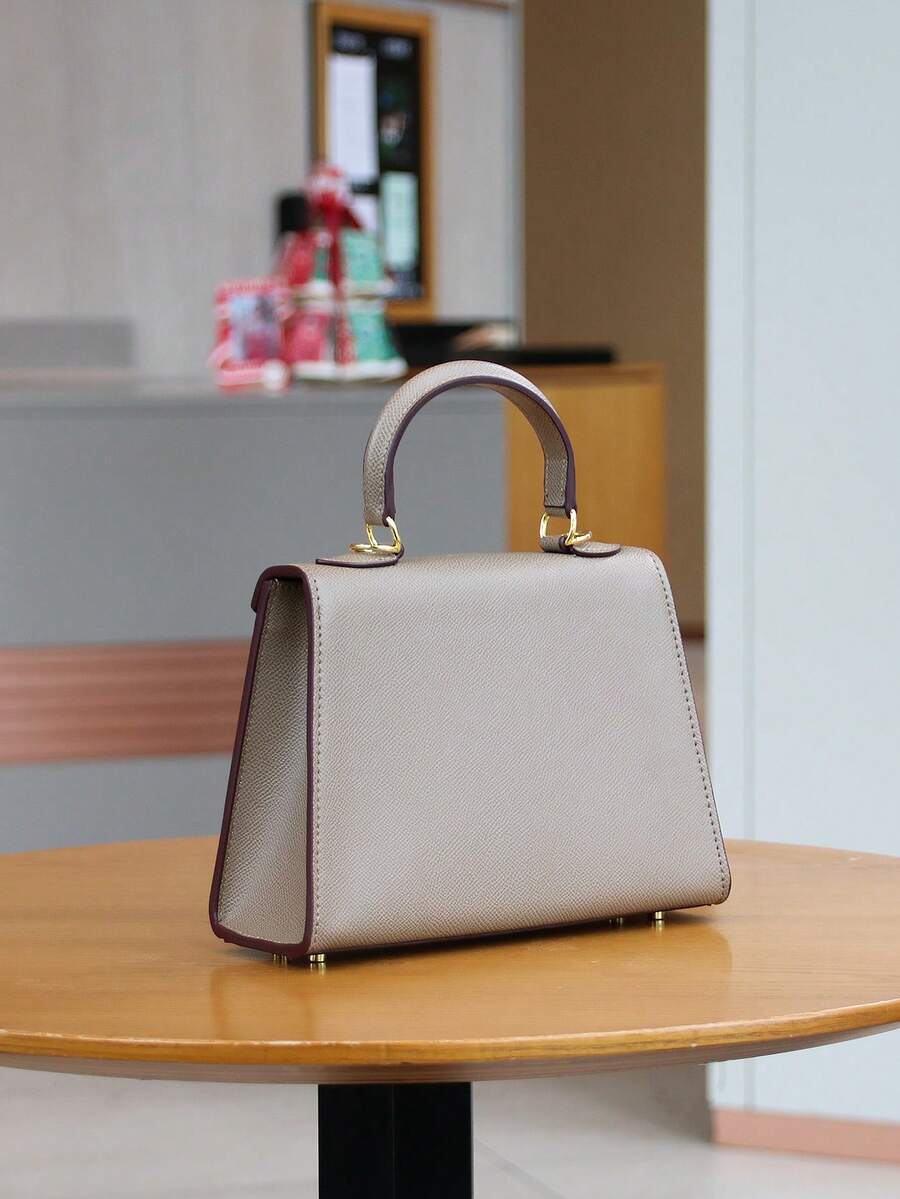 Elegant Palm Texture Small Tote Bag for Women, Refined Square Kelly Shoulder Purse, High-End OL Work Bag, 2025 Minimalist Commuter Style