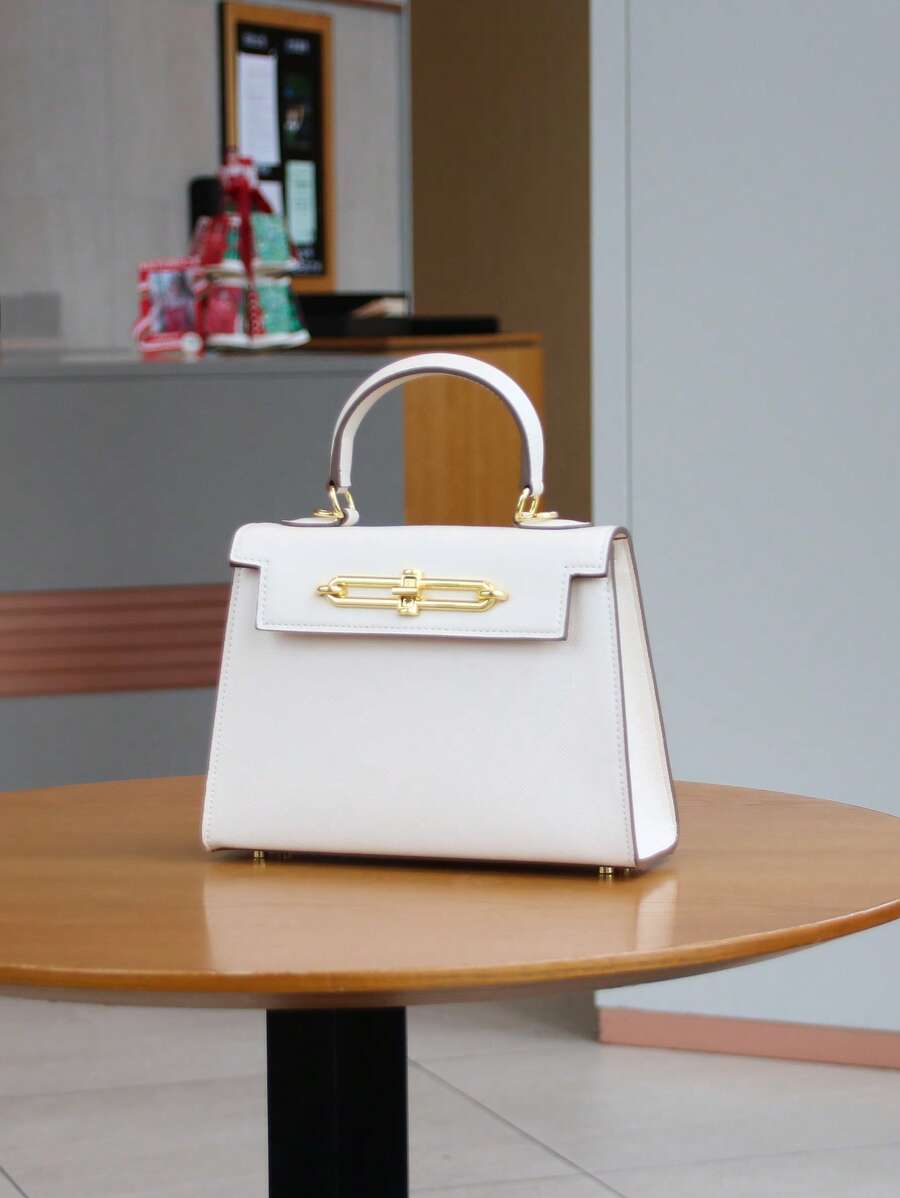 Elegant Palm Texture Small Tote Bag for Women, Refined Square Kelly Shoulder Purse, High-End OL Work Bag, 2025 Minimalist Commuter Style