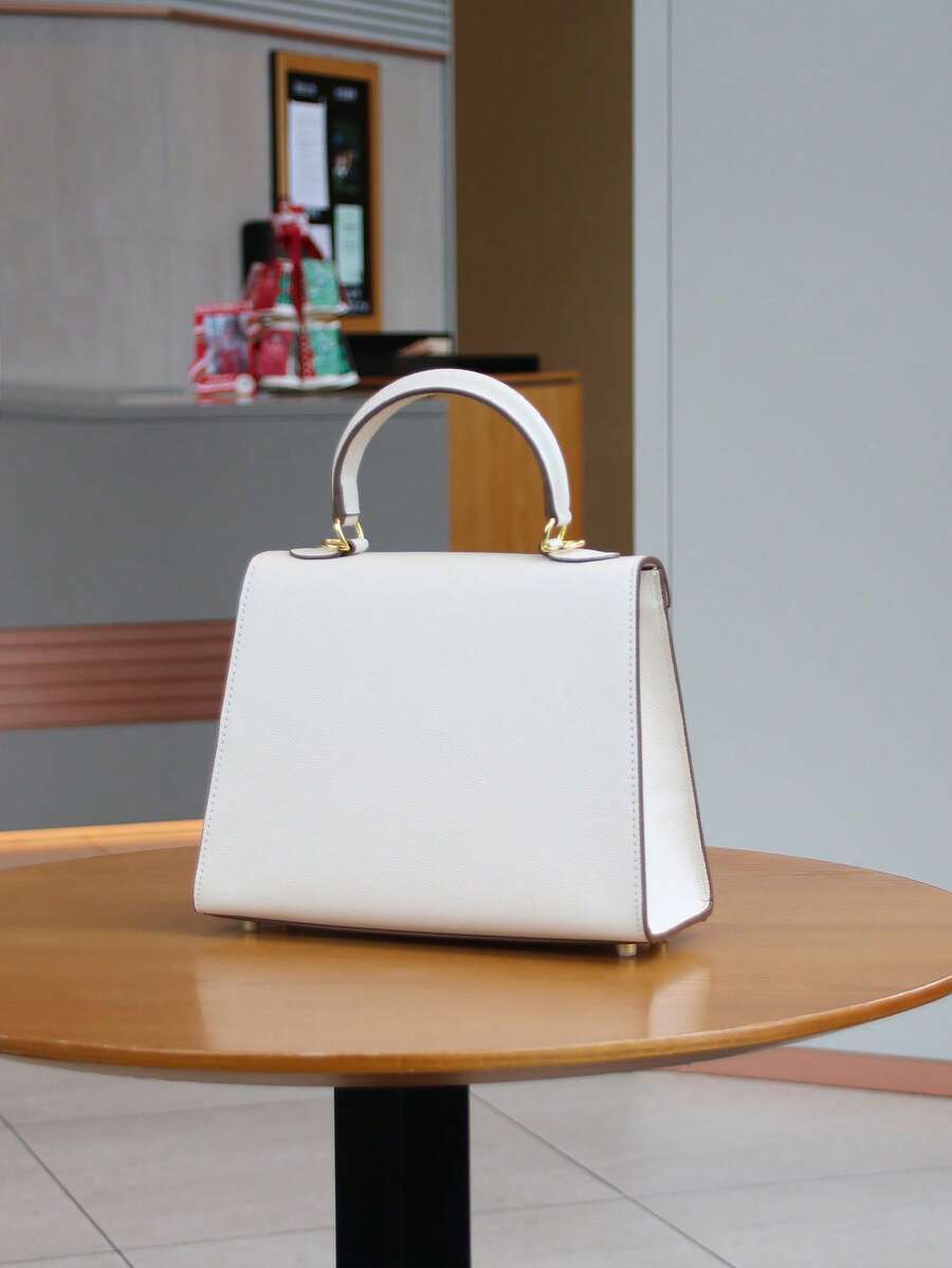 Elegant Palm Texture Small Tote Bag for Women, Refined Square Kelly Shoulder Purse, High-End OL Work Bag, 2025 Minimalist Commuter Style