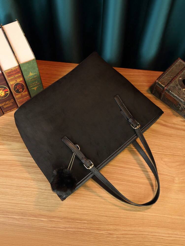 Minimalist Solid Colour Tote Bag with Large Capacity, Structured PU Handbag for Women, Sleek Handheld Design for Work, Travel or Commute