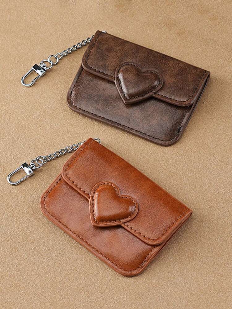 Retro Oil Wax PU Leather Coin Purse with Card Holder, Anti-Magnetic Mini Wallet for Men and Women, Compact Two-in-One ID and Coin Storage