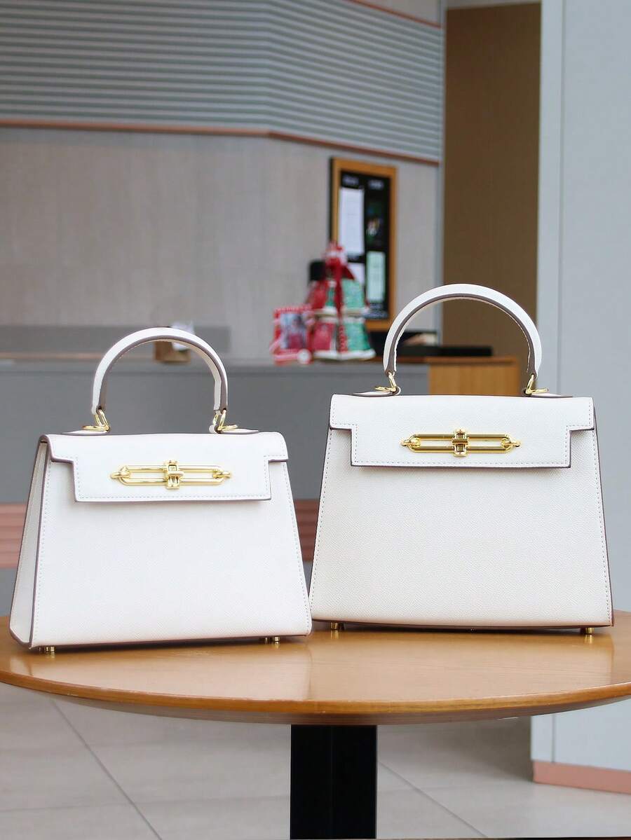 Elegant Palm Texture Small Tote Bag for Women, Refined Square Kelly Shoulder Purse, High-End OL Work Bag, 2025 Minimalist Commuter Style