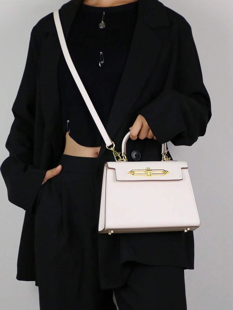 Elegant Palm Texture Small Tote Bag for Women, Refined Square Kelly Shoulder Purse, High-End OL Work Bag, 2025 Minimalist Commuter Style