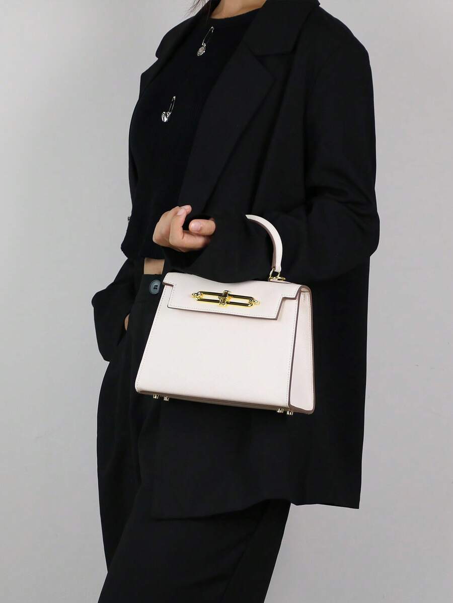 Elegant Palm Texture Small Tote Bag for Women, Refined Square Kelly Shoulder Purse, High-End OL Work Bag, 2025 Minimalist Commuter Style