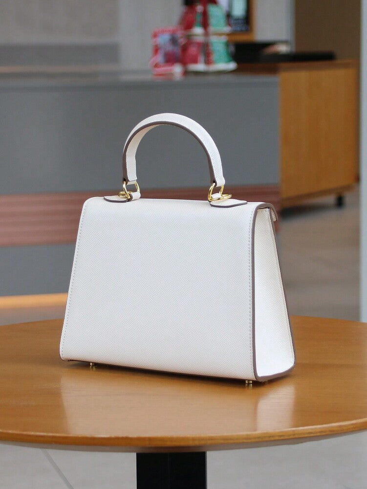 Elegant Palm Texture Small Tote Bag for Women, Refined Square Kelly Shoulder Purse, High-End OL Work Bag, 2025 Minimalist Commuter Style